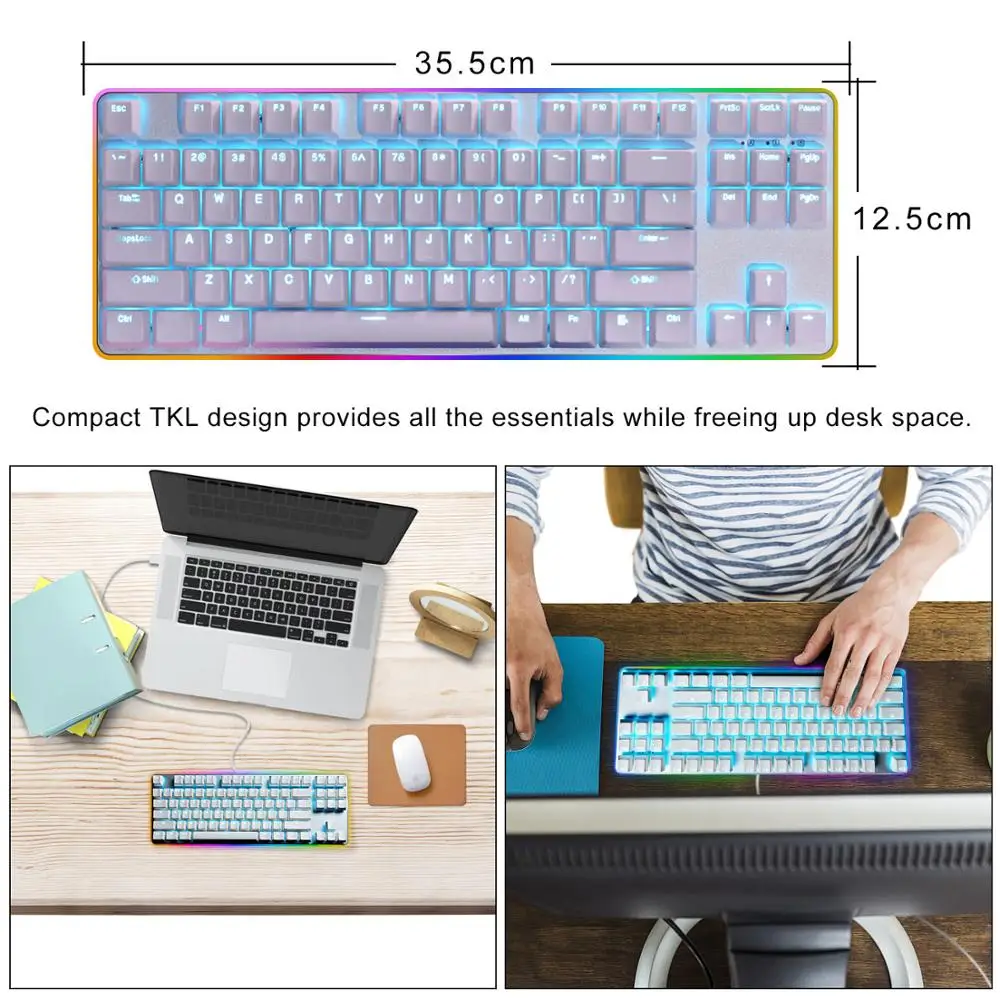 Игровая механическая клавиатура GK87 PRO RGB Tactile & Clicky Cherry MX Blue цветной светодиодный