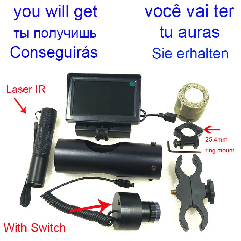 Тактические цифровые охотничьи принадлежности, уличная охотничья камера ночного видения для прицела с ЖК-дисплеем и ИК - Цвет: 13