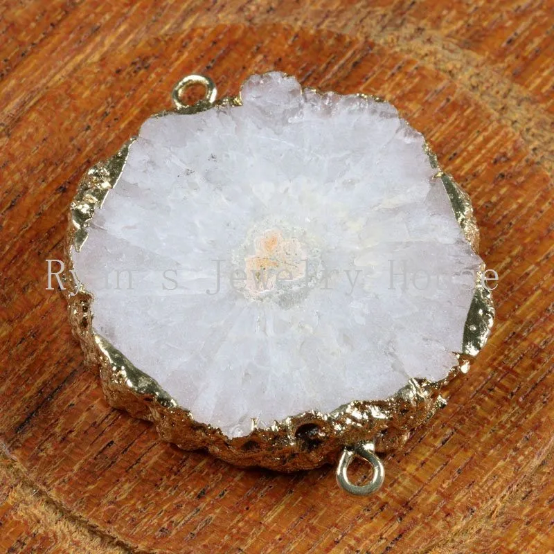 S003-6 natural color quartz druzy flower connector