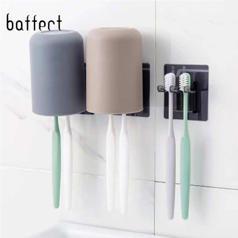 Buy Wall mounted Toothbrush Holder with Cup Bathroom Washing Set Plastic