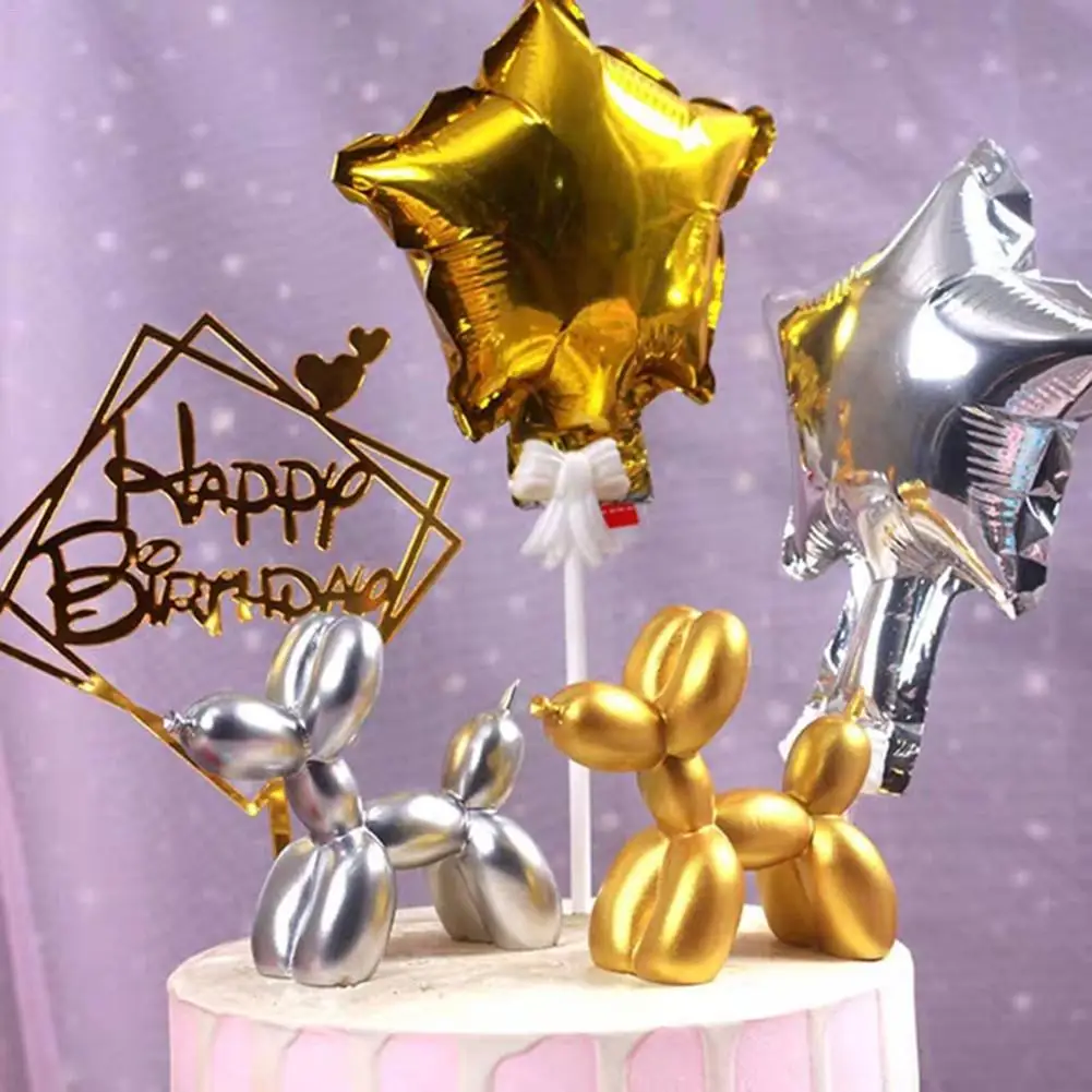 Милый щенок шар смолы скульптура подарки Мода десерт стол орнамент украшения для торта на день рождения 5 цветов шар