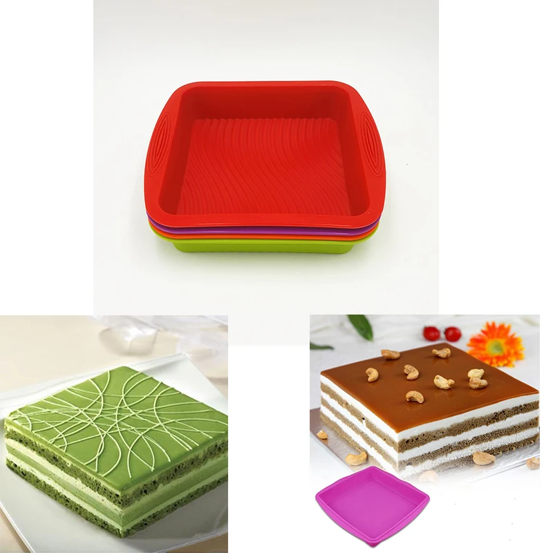 Free Shipping21*21*5 CM 240G Silicone Big Square Cake Mold Mould Baking