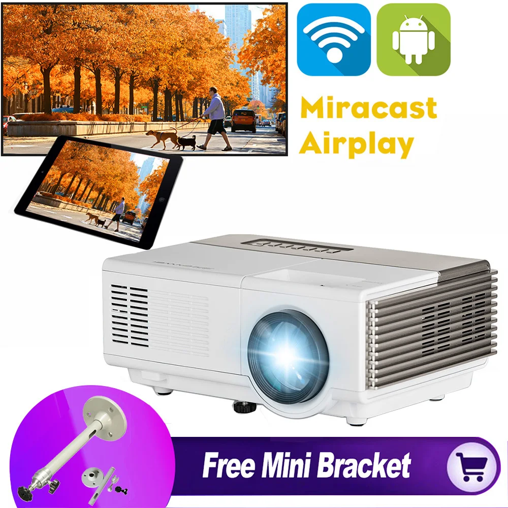 CAIWEI 1080p HD WiFi projector Led Mini Projector Android Digital TV Projector for Mobile Phone