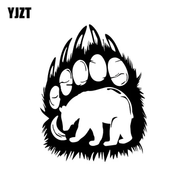 

YJZT 11.9*15.2CM Lovely Bear Silhouette in Paw Print Living Car Sticker Vinyl Decoration Bumper Window C12-0483