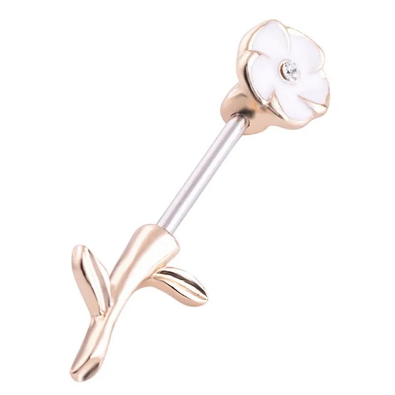 1PC Sexy Love Flower Nipple Ring Punk Rock Shield Rings Body Piercing Jewelry Straight Rose Nipple Bar Women
