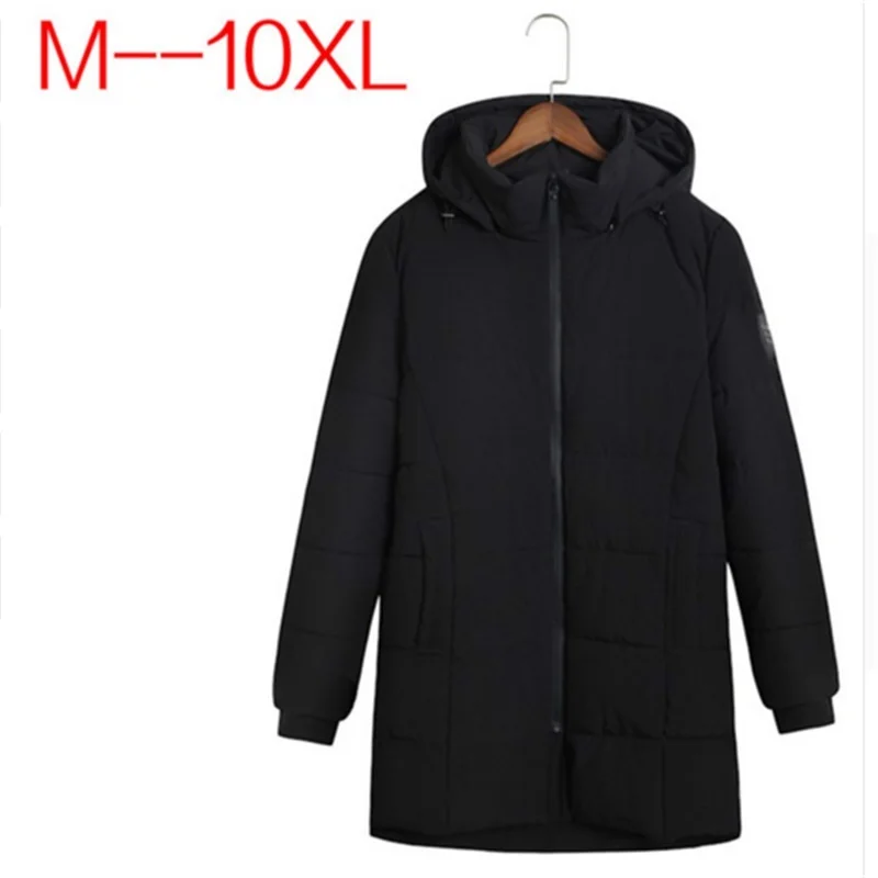 Большие размеры 10XL 8XL 6XL 5XL 4XL мужские повседневные парки Длинные Стильные Свободные куртки с капюшоном для пожилых флисовая зимняя куртка мужская стеганая