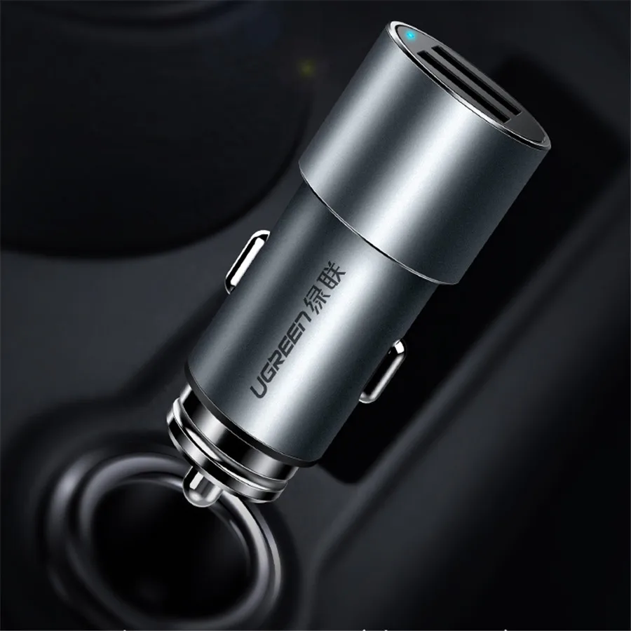 Продажа Ugreen металлический font b USB b font автомобильный адаптер зарядного устройства для телефона для iPhone X 8 7 6 6 S Plus автомобильное зарядное устройство для Xiaomi ...