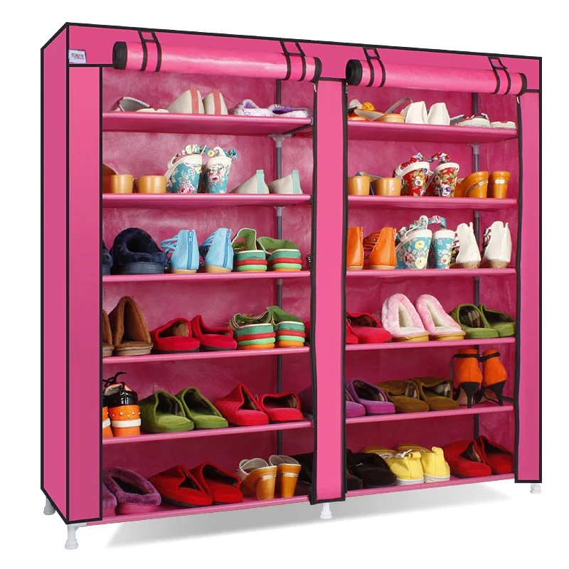 Двухрядный шкаф для обуви из нетканого материала большой органайзер для обуви Съемный шкаф для домашней мебели