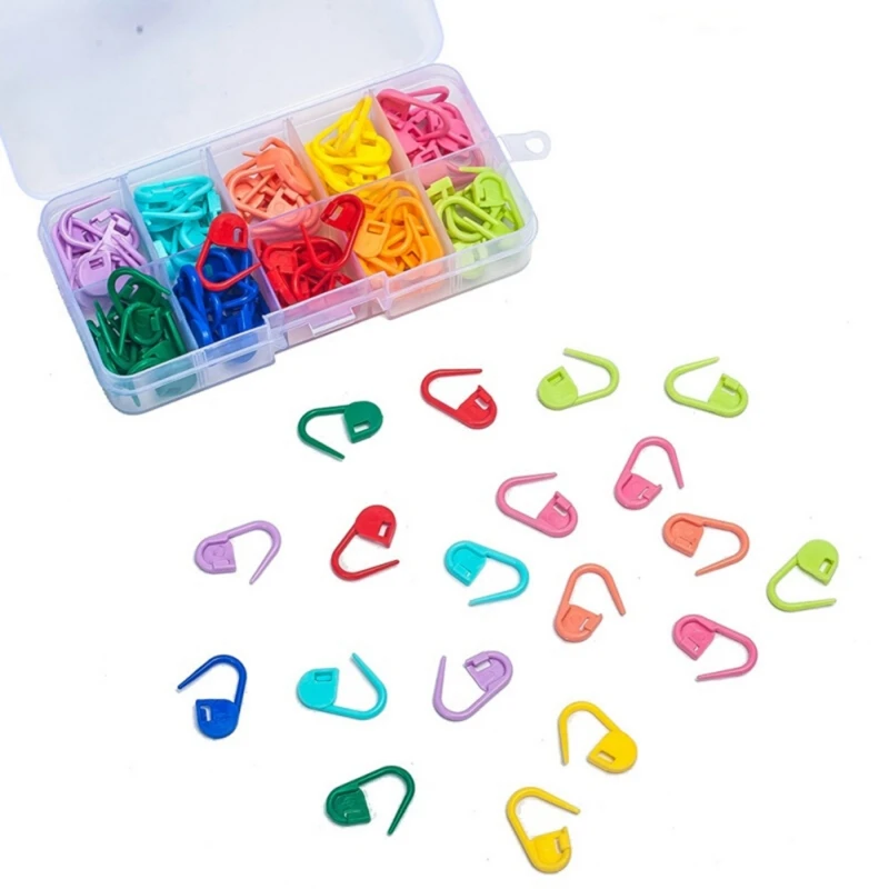 

120 Pcs/Set Knitting Crochet Locking Stitch Needle Clip Markers Holder Tool Plastic Safety Pins Ring Holder DIY Weaving Tools