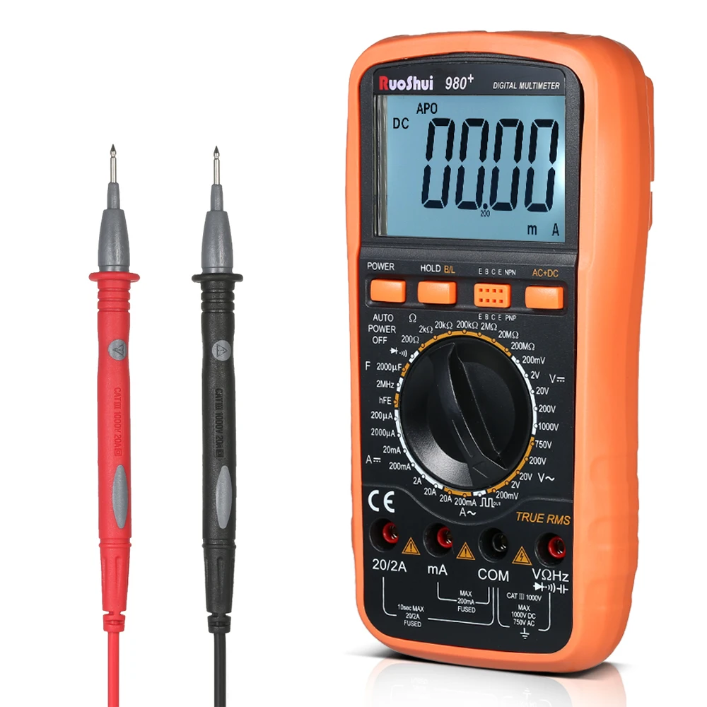 Digital LCD Display Multimeter True RMS Multi Meter DMM Measuring DC/AC Voltage Current Tester hFE Measurement Frequency Test