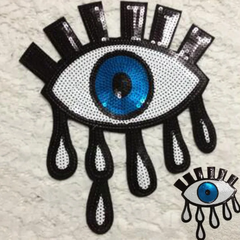 

sequined eye Iron On Embroidered Patch For Cloth Sewing Applique tinsel paillettes Cartoon Badge Garment DIY Accessory