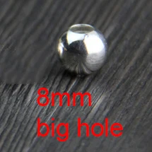 10 шт стерлингового серебра S925 DIY аксессуары ручной работы шариковые Обжимные бусины ювелирные изделия оптом - Цвет: 8mm big hole