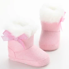 Новорожденных для маленьких девочек бантом Снегоступы пинетки модные теплые зимние Младенческая малышей принцесса Обувь для малышей Scarpe bambini