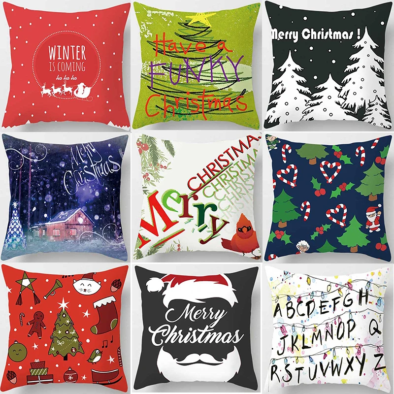 

Hot sale english letters merry christmas creative picture Pillow case boys girls weeping pillow cover size 45*45cm