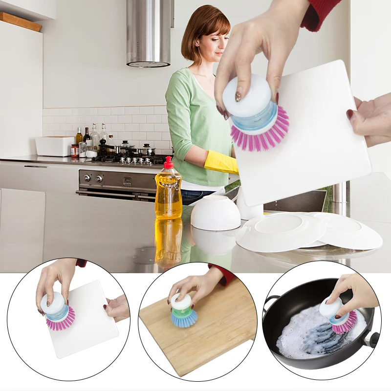 Kitchen Accessories Cleaning brush Gadgets Tools Cuisine Outils Accessoires Creative Washing Liquid Storage Cup Brush | Дом и сад