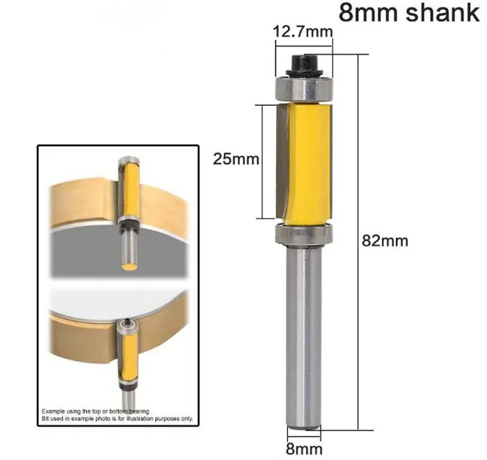 1 шт. Концевая фреза 8 мм хвостовик Топ и нижний подшипник 8 ''хвостовик, для деревообработки инструмент Деревообработка фреза для контурной обработки для промывания и подравнивания для вырезания гребней и пазов цена оптовой продажи