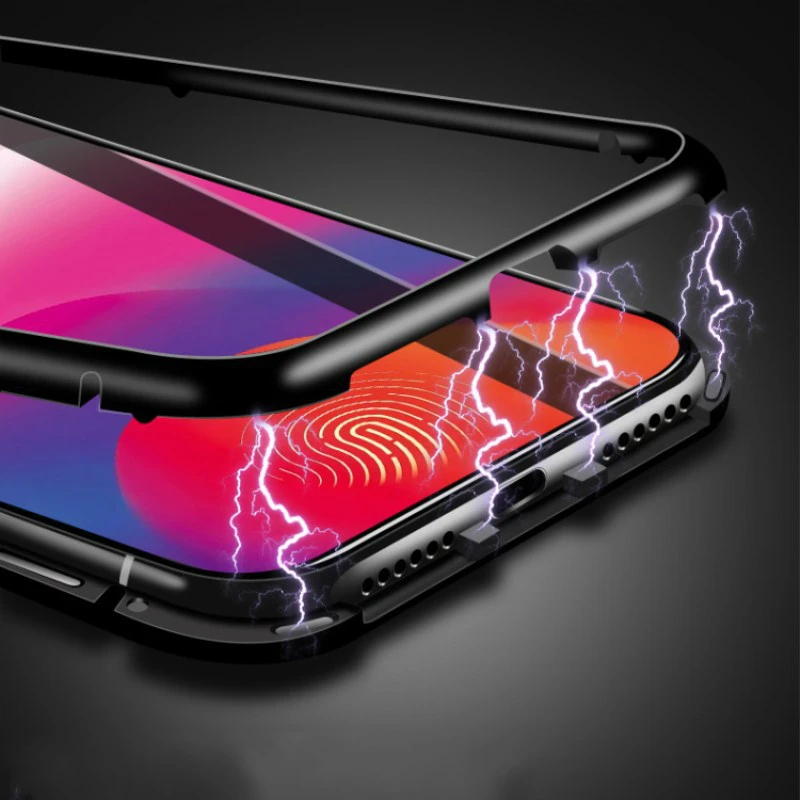 

Metal Magnetic Case On For Vivo Y17 X23 V11 X21s Nex 2 X27 V15 Pro IQOO Tempered Glass Back Magnet Cases Cover