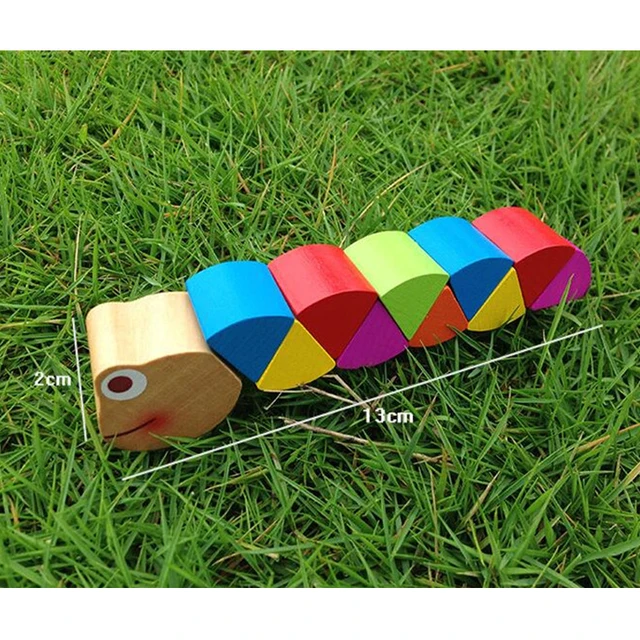 Montessori Toy Educational Wooden Toys for Children Early Learning Exercise Baby Fingers Flexible Kids Wood Twist Insects Game 6