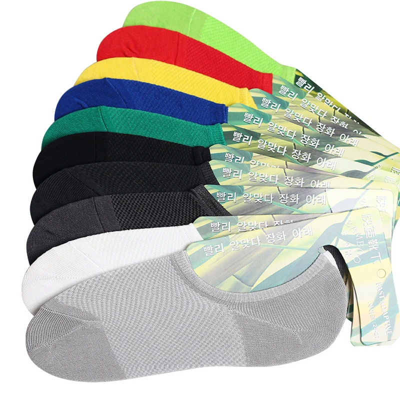 

summer men fashion mesh boat socks bamboo fibre non-slip invisible ankle socks male sock slippers 5pairs/lot