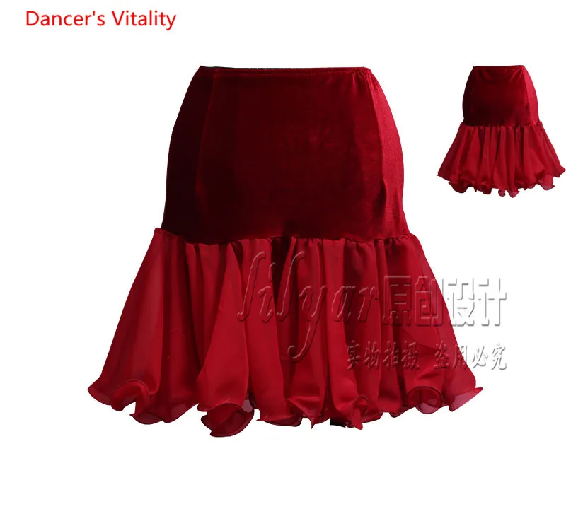 Для женщин латинский танец практика Костюмы плиссированная юбка Fishbone юбка Леди Девушки Бальные Waltze Танго производительность Костюмы
