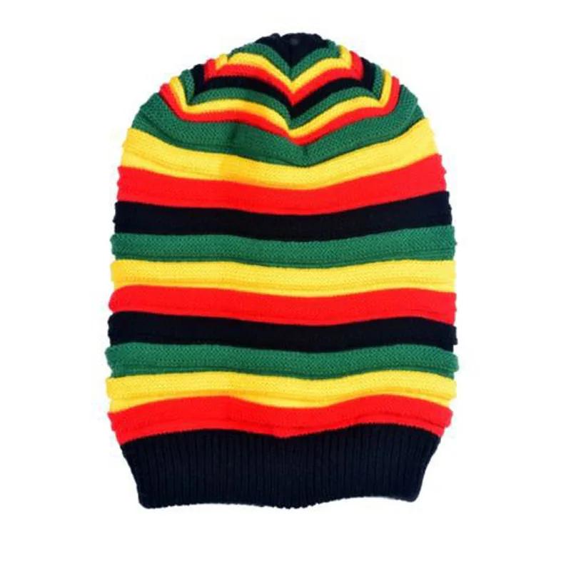 Striped Jamaican Rasta Hat Fluffy Baggy 