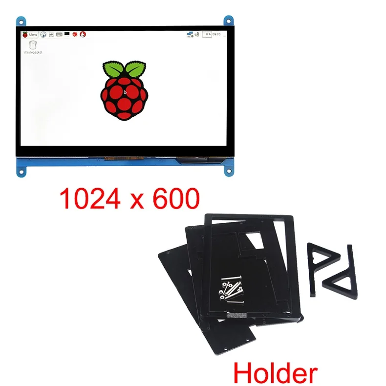 7 дюймов Raspberry Pi 4B/3B+/3B сенсорный экран 16:9 1024*600 800*480 ЖК-Дисплей HDMI | держатель также для портативных ПК Nvidia Jetson Nano - Цвет: 1024x600 and Case