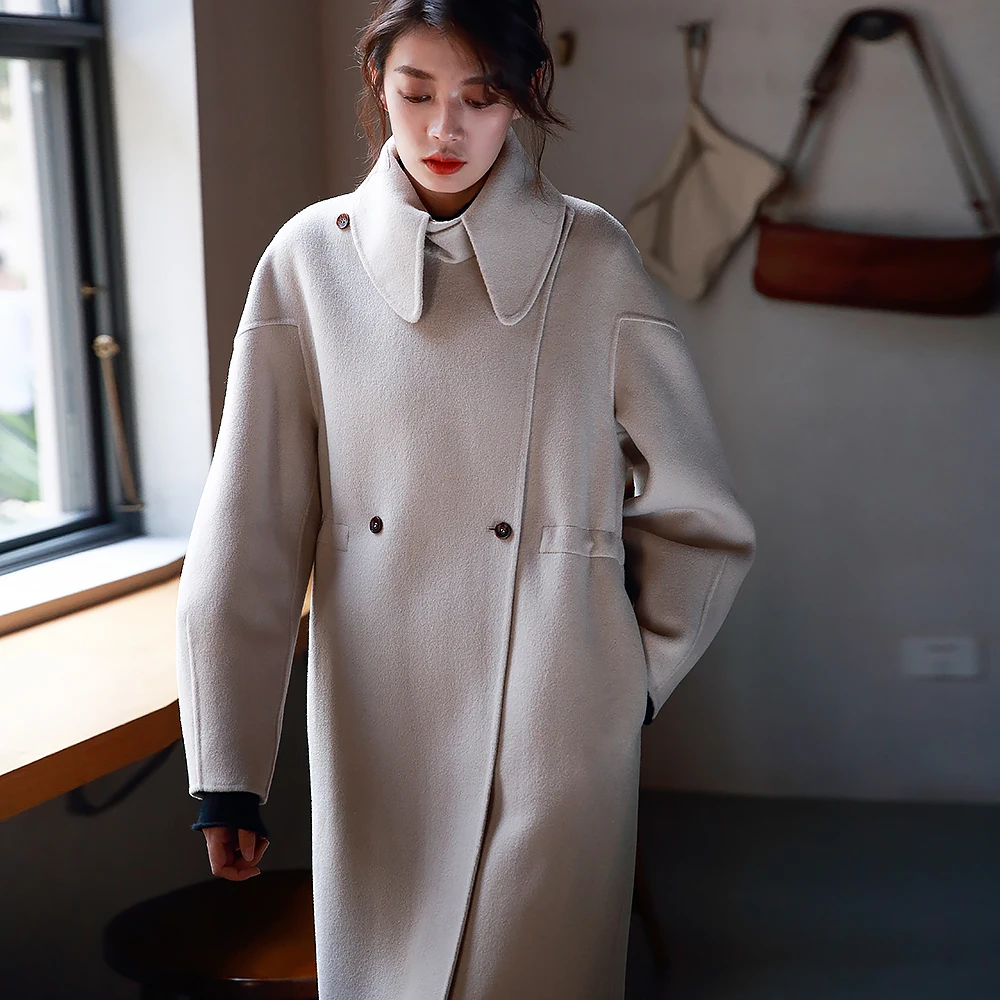 

IRINAW924 2018 AW Collection fashion long double faced wool coat women