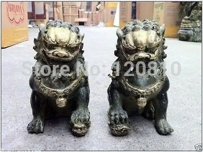 

Door fengshui Bronze Guardion Lion Foo Fu Dogs Statues