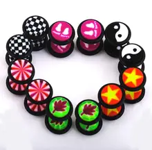 1Pair Fashion Brand The pattern of acrylic Stainless Steel Earrings Men’s Barbel Punk Gothic Stud Earrings For Men women