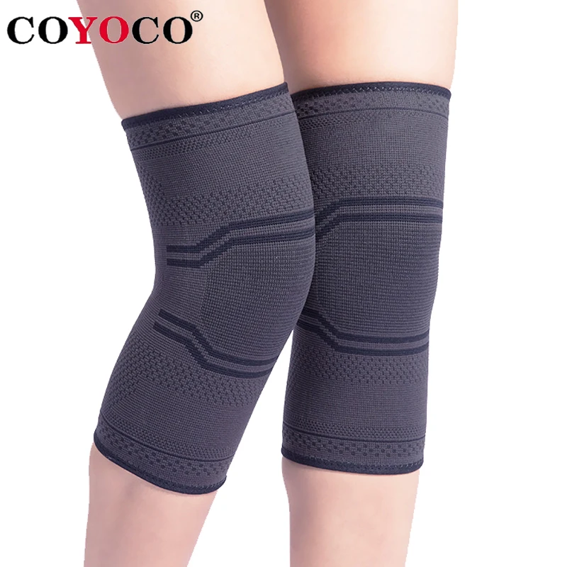 

1 Pair Sports Knee Sleeve Support Protect Kneepad COYOCO Brand Running Cycling Gym Braces Elastic Knee Pad Warm Grey Black