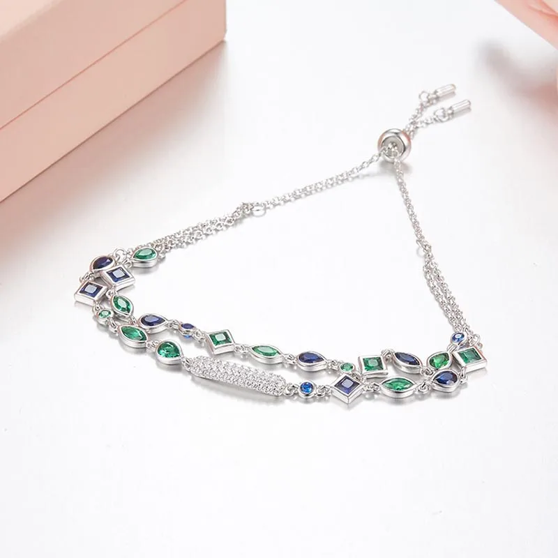 Rosso Alberi di Marca Gioielleria Raffinata Reale 925 Bracciali In Argento Sterling Con Pietre Multicolor Moda di Lusso delle Donne Del Braccialetto A Catena