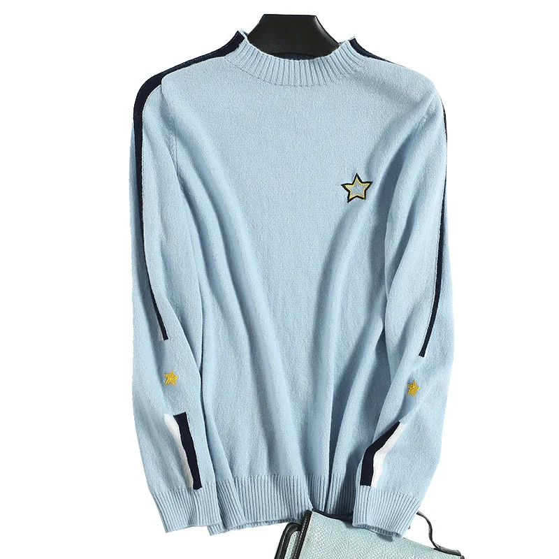 Famale Korean Kawaii Cute Cartoon Star Embroidered Sweater