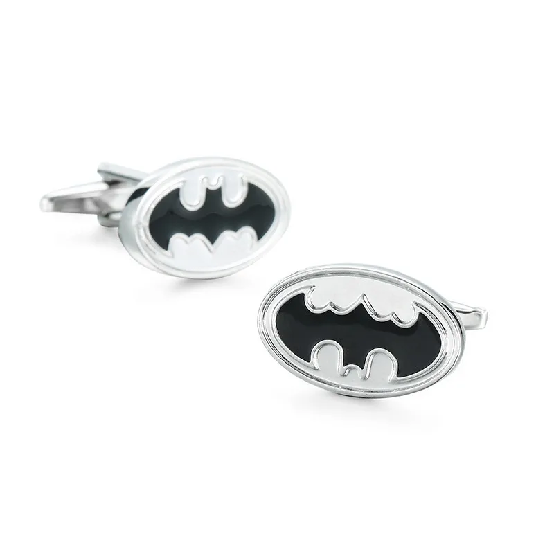 

High quality fashion brand men's shirts Cufflinks black superhero Batman Cufflinks style luxury French shirt accessories