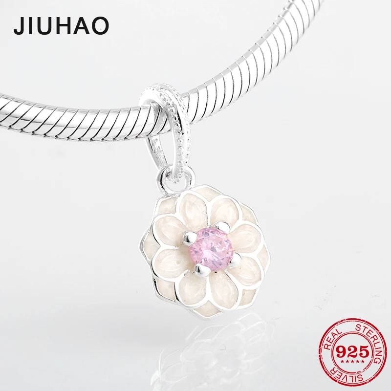 

Fashion 925 Sterling Silver Like the lotus pink zircon Fine Pendants Fit Original Pandora Charm Bracelet Jewelry making