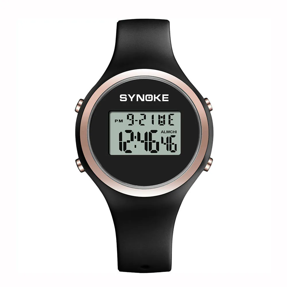 Розовые Модные женские цифровые часы, светящиеся спортивные простые водонепроницаемые электронные часы с силиконовым ремешком для пары, reloj mujer Q5