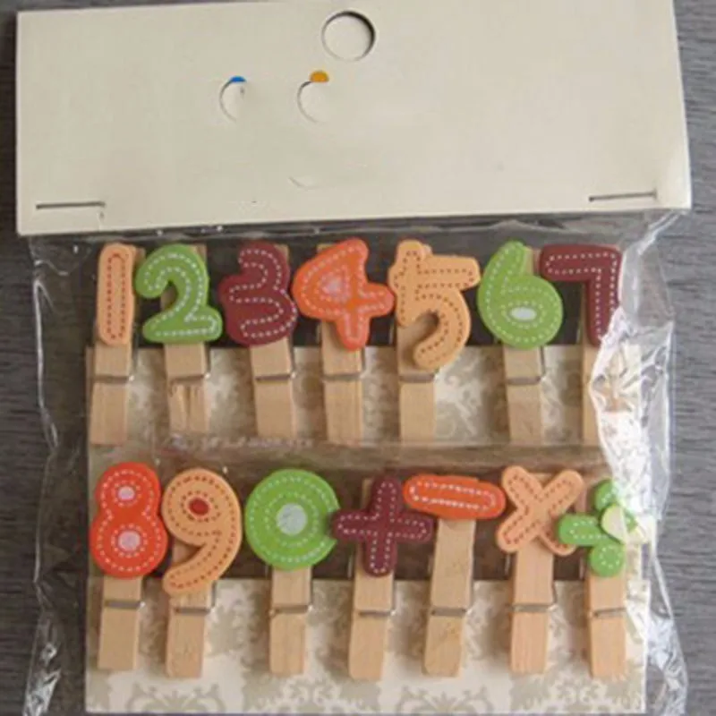 10pcs Mini Wooden Clips Lovely Arabic Numerals Pegs Clips Funny Photo Paper Clips Note Memo Holder Card Clothespin Craft Wedding Room Party Decoration  (6)