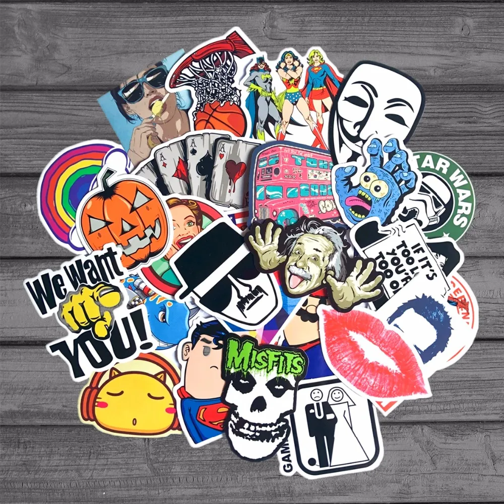 50 قطعة/الوحدة عشوائي للماء الكرتون ملصقا للأطفال لعبة الأمتعة لوح التزلج الهاتف على محمول موتو دراجة جدار الغيتار ملصقات