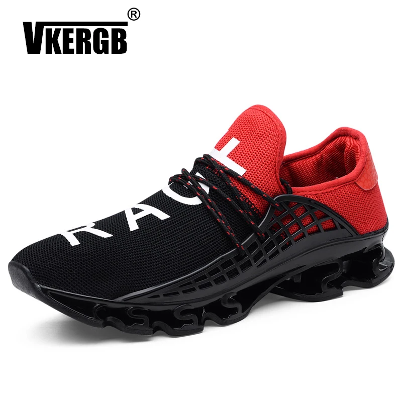 

VKERGB Models Flying Woven Mesh Shoes Lace-Up Casual Shoes Autumn Winter Breathable Casual Black Red Men'S Letter Hip hop Shoes