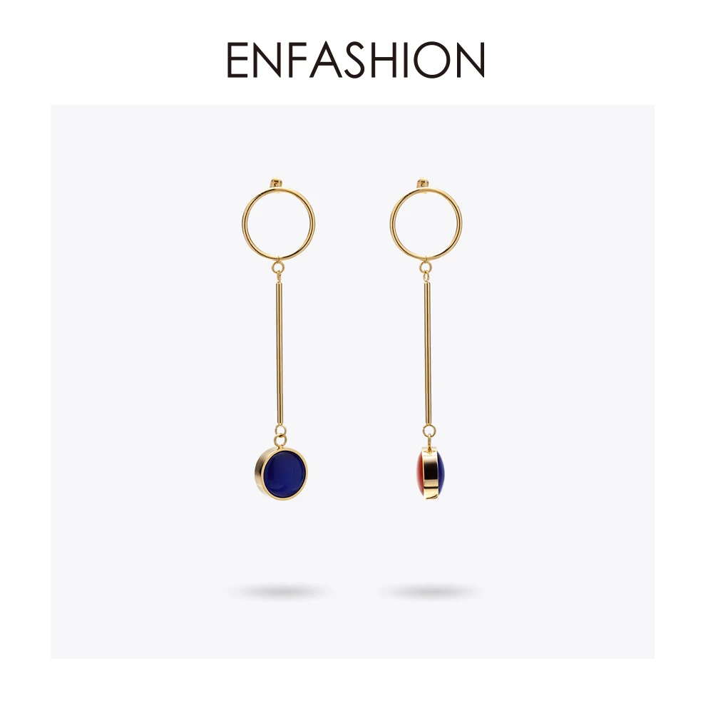 Enfashion ювелирные изделия цветные с овальным камнем свисающие серьги золотой цвет