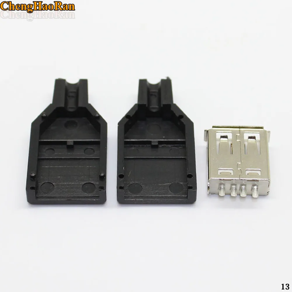 ChengHaoRan 100 шт. 200 шт. 300 шт. оптовая продажа USB Женский DIY 2,0 Usb пластик usb разъем USB Ассамблея разъем адаптера розетка