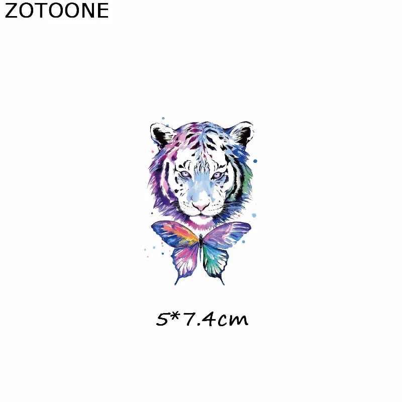 ZOTOONE акварельные нашивки в виде животных, железные нашивки в виде тигра для детской одежды, самодельная шляпа, аппликация, теплопередача, Виниловая аппликация, моющаяся E - Цвет: ZT0153