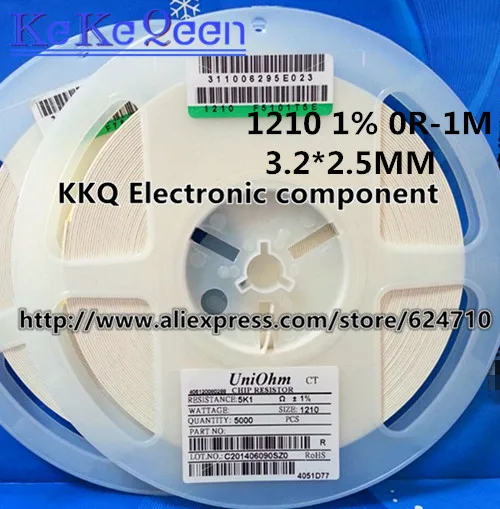 

100 шт. SMD 1210 1% F 3225 3,2*2,5 1/3W 43R 47R 51R 56R 62R 68R 75R 82R 91R 100R 110R 120R 130R 150R 160R 180R 200R 220R 240R