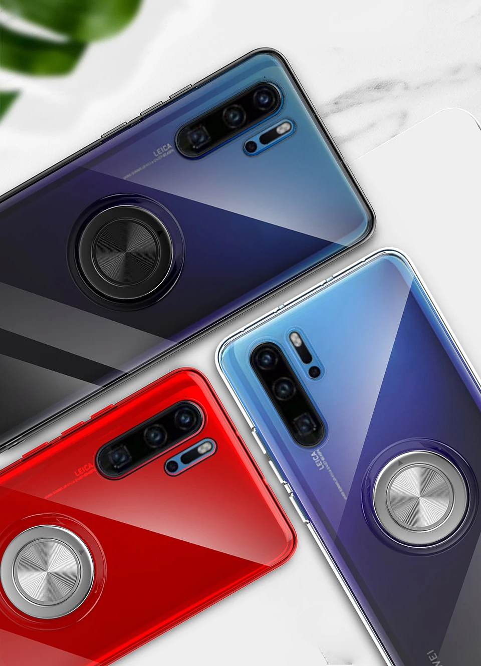 Чехол для huawei P30 Pro Lite, прозрачный мягкий силиконовый чехол с кольцом-держателем для huawei P20 mate 20 Pro X Honor View 20, чехол для телефона