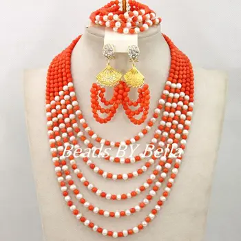 

Handmade Pink Coral Beads Wedding Jewelry Set New Fashion 2017 Indian Bridal Jewelry Set African Beads Set Free Shipping ABY472