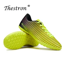 Thestron Men Soccer Shoes Football Rubber Bottom Football Shoes Indoor Breathable Turf Football Trainers Yellow Red Soccer Shoes zhenzu man street soccer shoes breathable athletic sport shoes men sneaker football shoes for children indoor soccer shoes