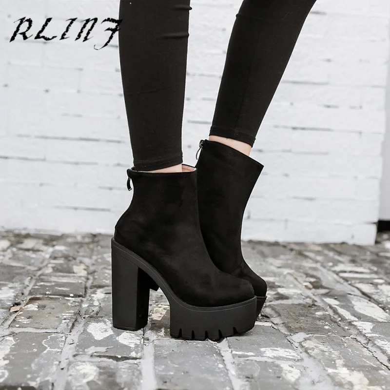 Imperméables Femmes Rlinf Des De Chaussons Noir Mode forme Sexy À Nouvelle Martin Super Talons Épais Haute Hauts Avec 2018 Plate Bottes hsCxrtQdB
