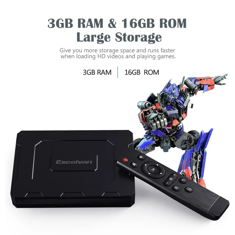 Excelvan EX T2 Android 6.0TV Box Восьмиядерный Cortex A53 Mali T820 беспроводной BT 4 0 TV BOX EU 2 4G/5G Wifi с