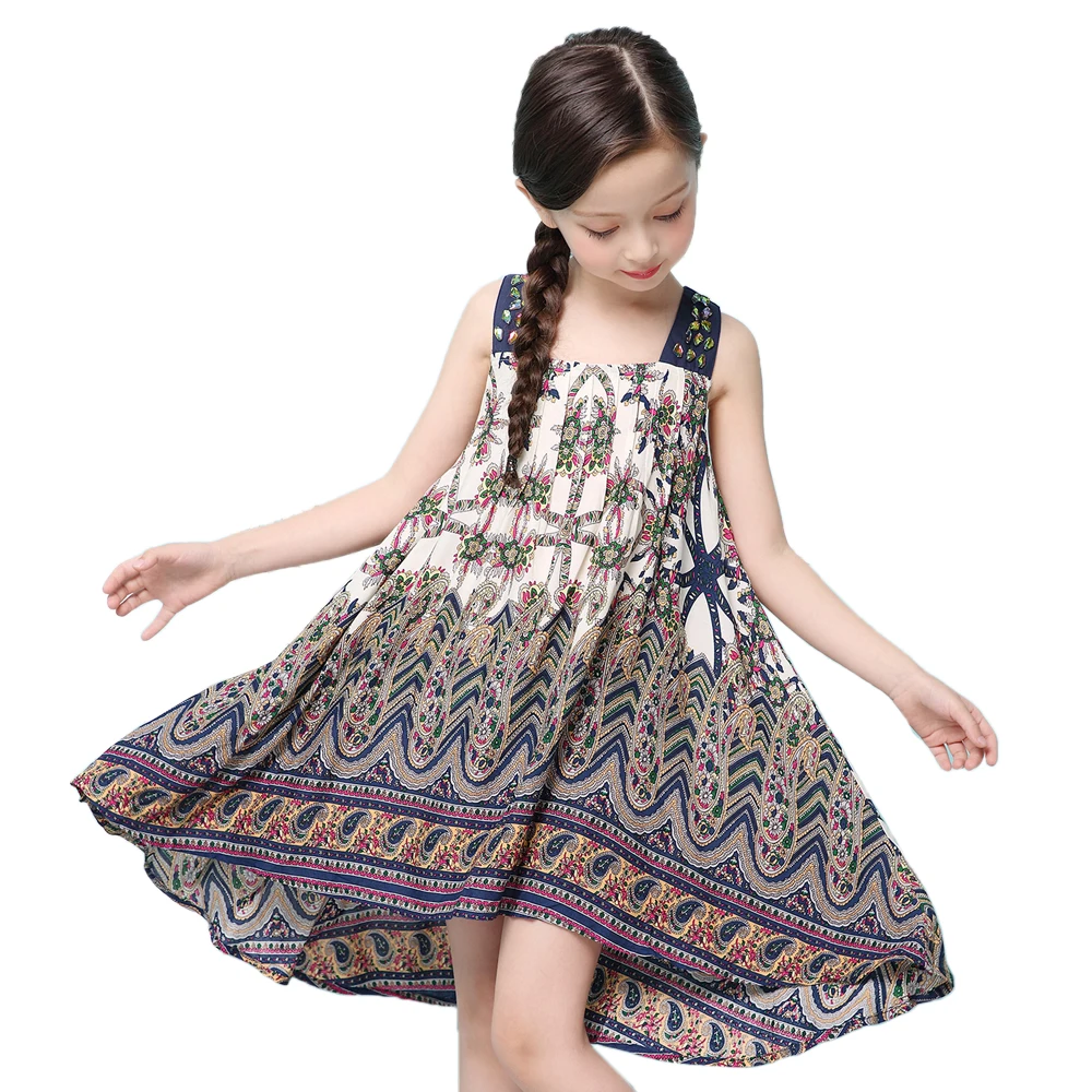 Childdkivy Girls Summer Dress 2018 Children Bohemian Style Print Dress ...
