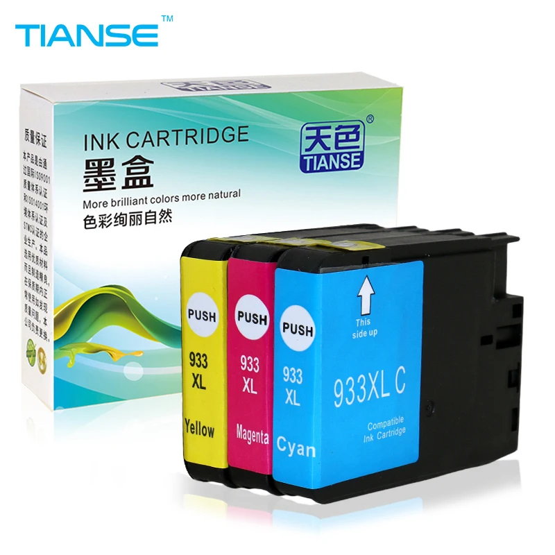 

TIANSE 3pk ink cartridge for HP932XL for HP 932XL 933XL HP932XL For HP Officejet 6100 6600 6700 7110 7610 7612 Printer
