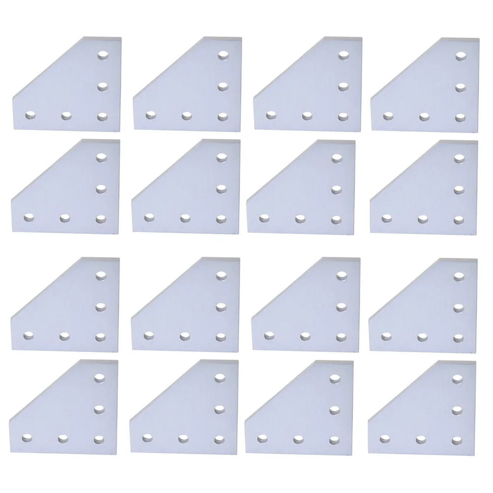 16pcs 10 шт./лот 3d принтер алюминиевый l-образный 5 отверстий 60x60x4 мм Соединительная пластина для v-slot/L-slot алюминиевый экструзионный - Цвет: 16pcs